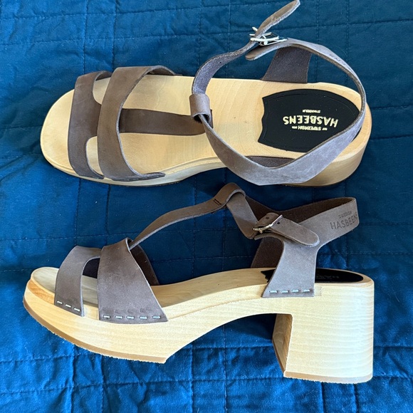 NIB Swedish Hasbeens Birgit Brown Sandal Clog with Heel Platform, US 9 EU 40 - Picture 3 of 10